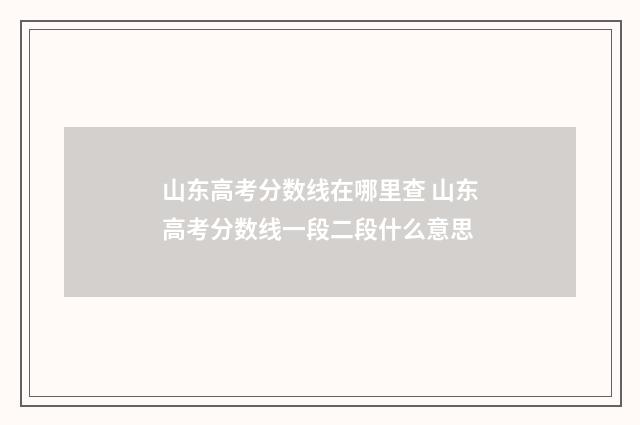 山东高考分数线在哪里查 山东高考分数线一段二段什么意思