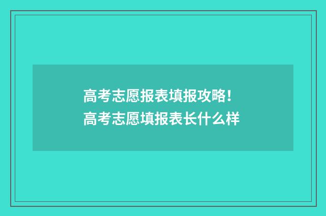 高考志愿报表填报攻略！ 高考志愿填报表长什么样
