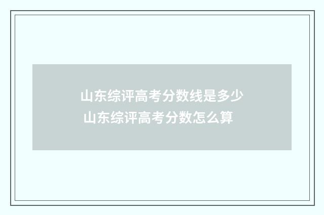 山东综评高考分数线是多少 山东综评高考分数怎么算