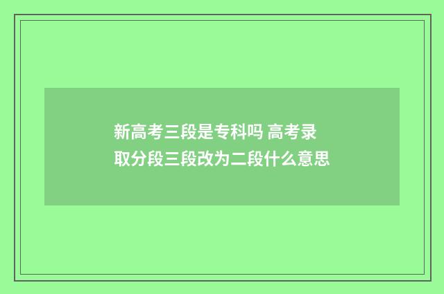 新高考三段是专科吗 高考录取分段三段改为二段什么意思