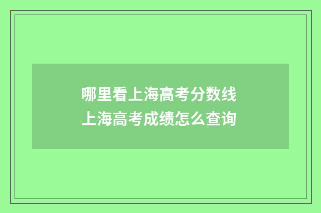 哪里看上海高考分数线 上海高考成绩怎么查询