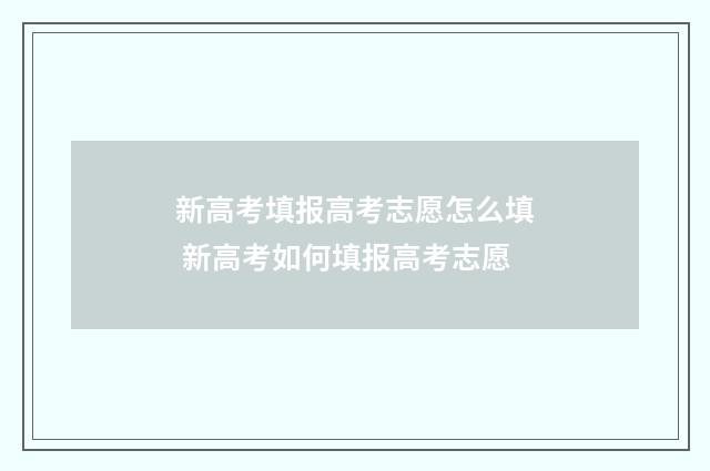 新高考填报高考志愿怎么填 新高考如何填报高考志愿