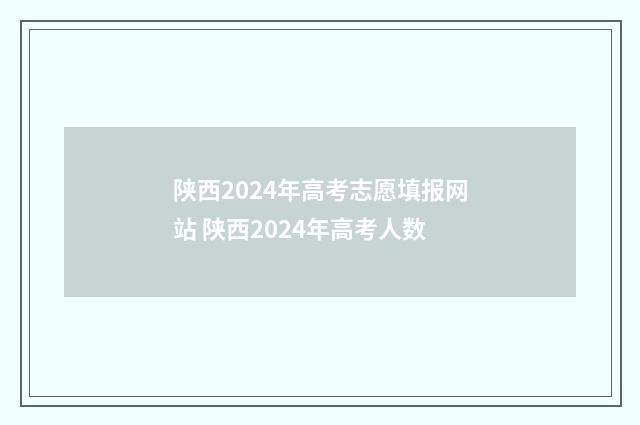 陕西2024年高考志愿填报网站 陕西2024年高考人数