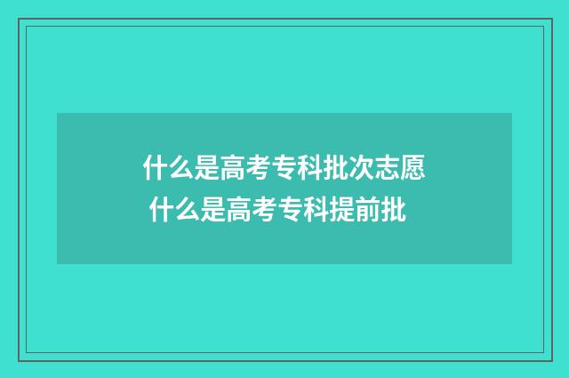 什么是高考专科批次志愿 什么是高考专科提前批
