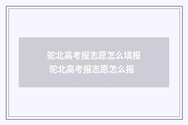 驼北高考报志愿怎么填报 驼北高考报志愿怎么报