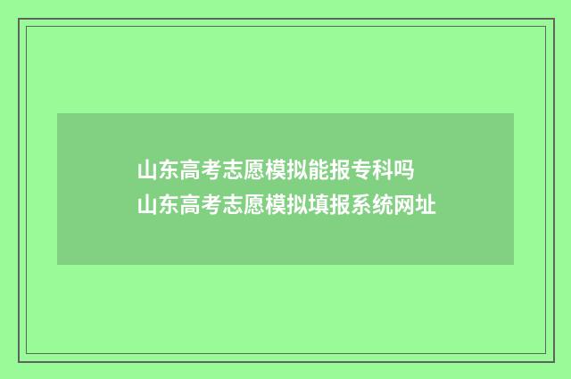 山东高考志愿模拟能报专科吗 山东高考志愿模拟填报系统网址