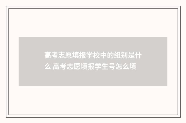 高考志愿填报学校中的组别是什么 高考志愿填报学生号怎么填
