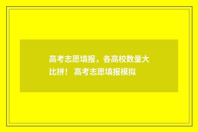 高考志愿填报，各高校数量大比拼！ 高考志愿填报模拟