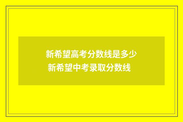 新希望高考分数线是多少 新希望中考录取分数线