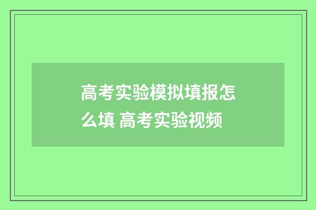 高考实验模拟填报怎么填 高考实验视频