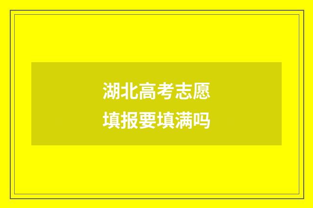 湖北高考志愿填报要填满吗