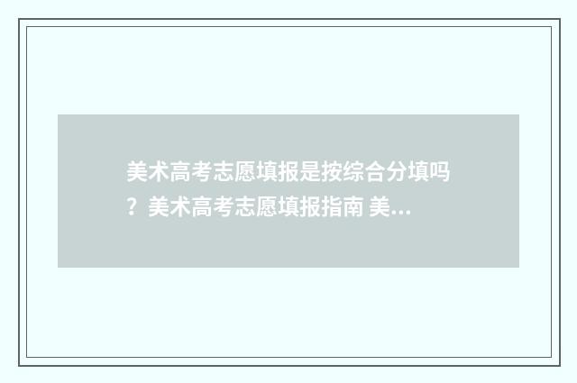 美术高考志愿填报是按综合分填吗？美术高考志愿填报指南 美术高考志愿填报模拟系统