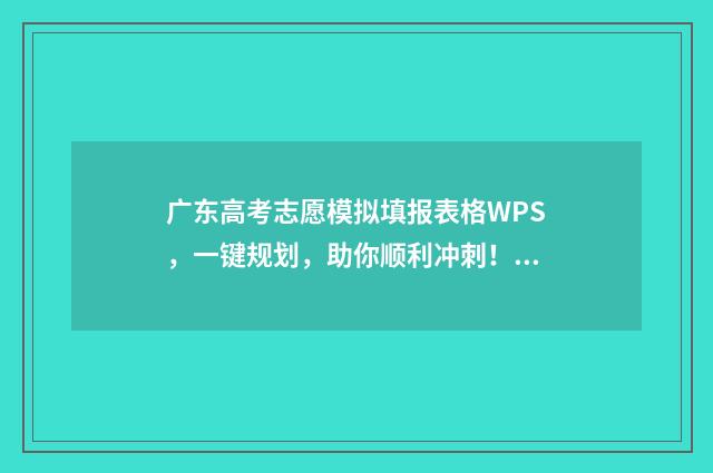 广东高考志愿模拟填报表格WPS，一键规划，助你顺利冲刺！ 广东高考志愿模拟表