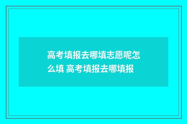 高考填报去哪填志愿呢怎么填 高考填报去哪填报