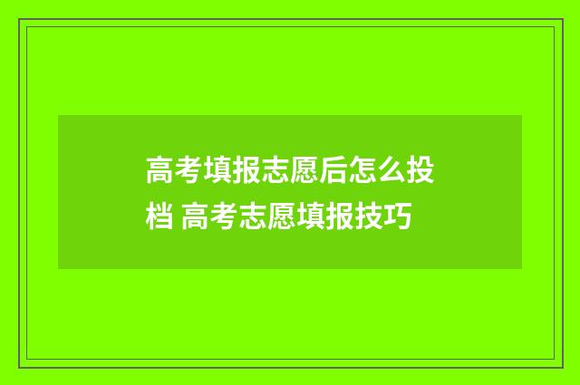 高考填报志愿后怎么投档 高考志愿填报技巧