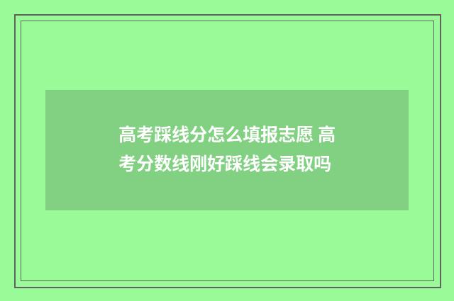 高考踩线分怎么填报志愿 高考分数线刚好踩线会录取吗