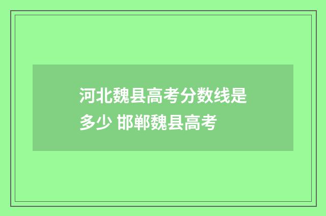 河北魏县高考分数线是多少 邯郸魏县高考