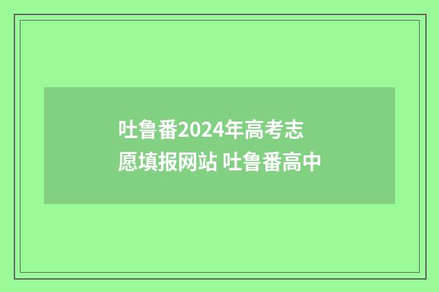 吐鲁番2024年高考志愿填报网站 吐鲁番高中
