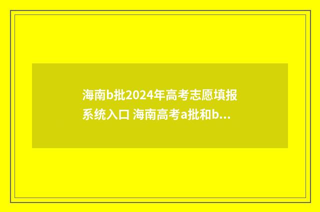 海南b批2024年高考志愿填报系统入口 海南高考a批和b批2020