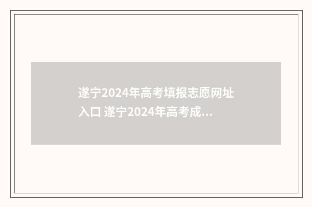 遂宁2024年高考填报志愿网址入口 遂宁2024年高考成绩
