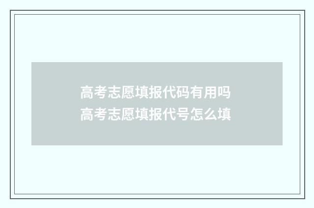 高考志愿填报代码有用吗 高考志愿填报代号怎么填