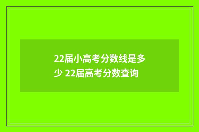 22届小高考分数线是多少 22届高考分数查询