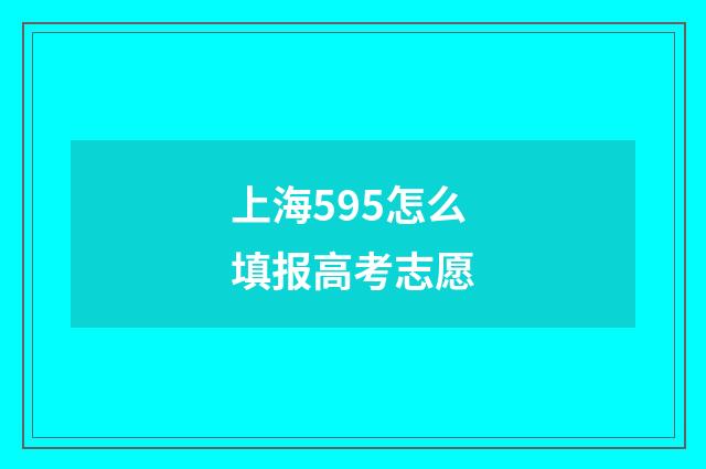上海595怎么填报高考志愿