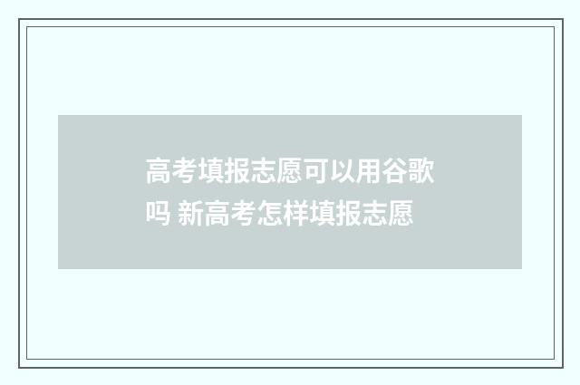 高考填报志愿可以用谷歌吗 新高考怎样填报志愿