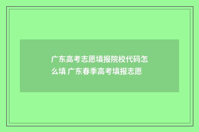 广东高考志愿填报院校代码怎么填 广东春季高考填报志愿