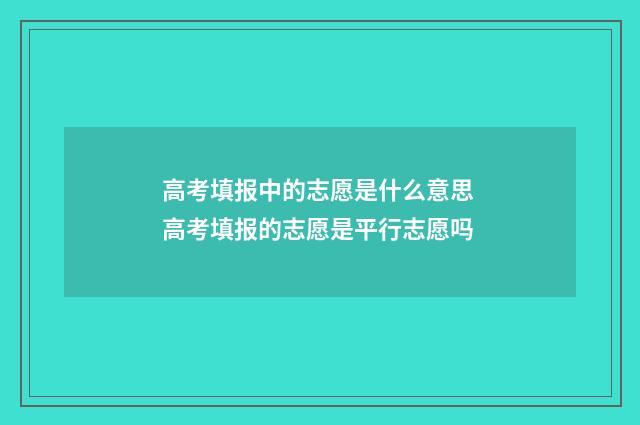 高考填报中的志愿是什么意思 高考填报的志愿是平行志愿吗
