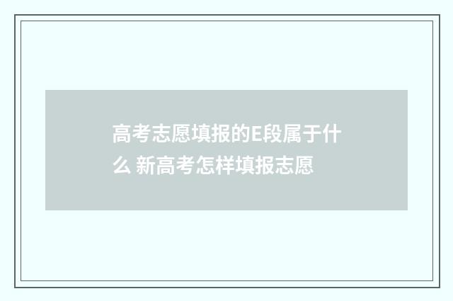 高考志愿填报的E段属于什么 新高考怎样填报志愿