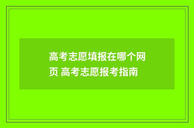 高考志愿填报在哪个网页 高考志愿报考指南