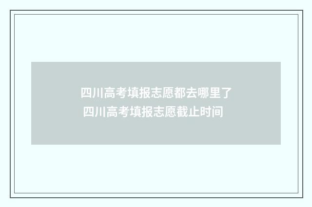 四川高考填报志愿都去哪里了 四川高考填报志愿截止时间