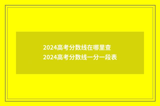 2024高考分数线在哪里查 2024高考分数线一分一段表