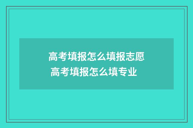 高考填报怎么填报志愿 高考填报怎么填专业