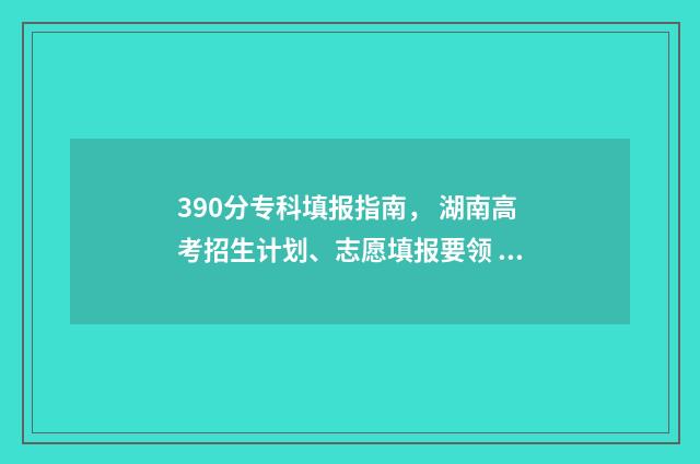 390分专科填报指南， 湖南高考招生计划、志愿填报要领 专科填报看什么分数