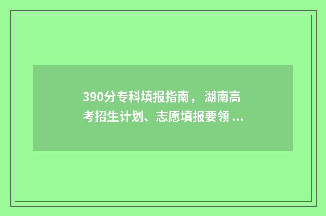 390分专科填报指南， 湖南高考招生计划、志愿填报要领 专科填报看什么分数