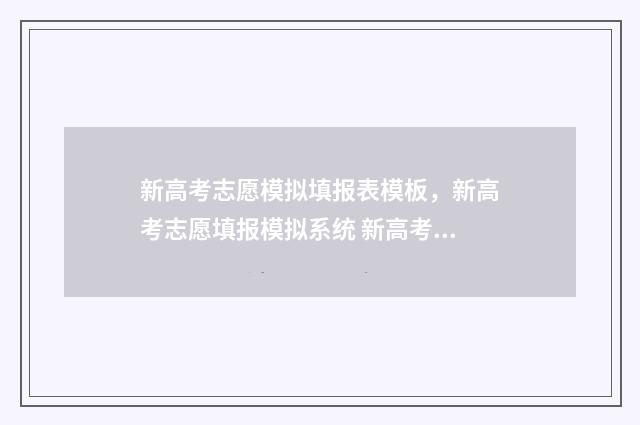 新高考志愿模拟填报表模板，新高考志愿填报模拟系统 新高考志愿模拟器