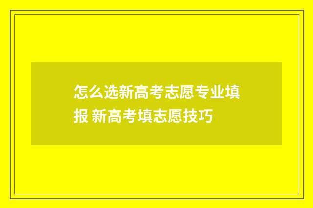 怎么选新高考志愿专业填报 新高考填志愿技巧