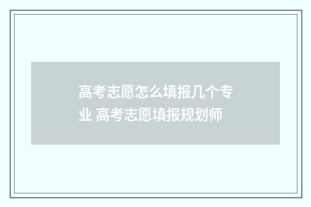 高考志愿怎么填报几个专业 高考志愿填报规划师