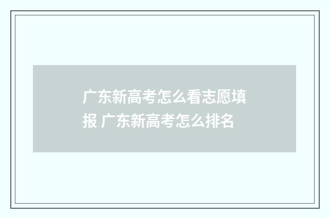 广东新高考怎么看志愿填报 广东新高考怎么排名