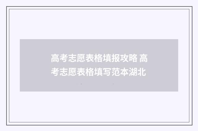 高考志愿表格填报攻略 高考志愿表格填写范本湖北