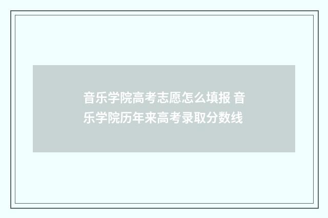 音乐学院高考志愿怎么填报 音乐学院历年来高考录取分数线