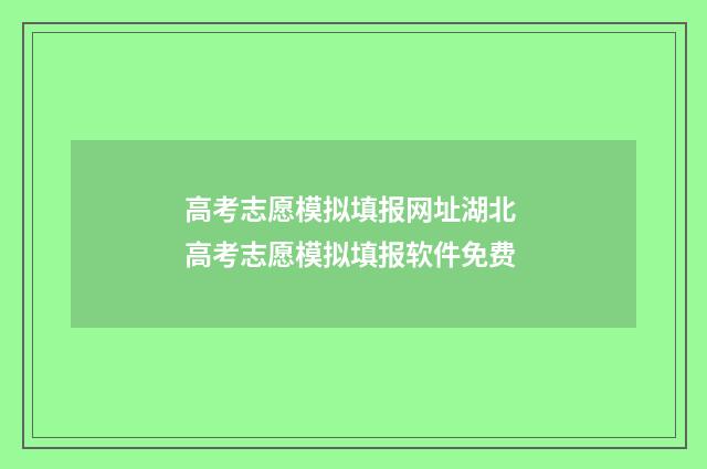 高考志愿模拟填报网址湖北 高考志愿模拟填报软件免费