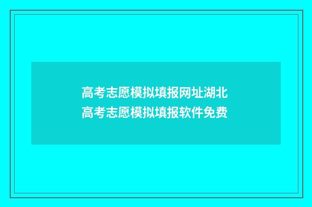 高考志愿模拟填报网址湖北 高考志愿模拟填报软件免费