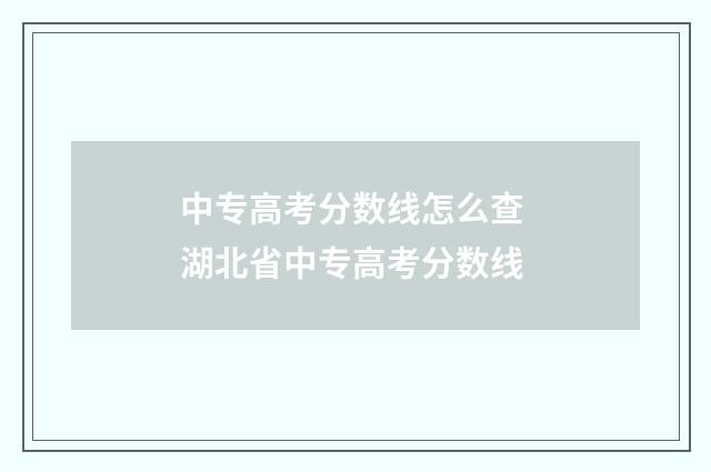 中专高考分数线怎么查 湖北省中专高考分数线