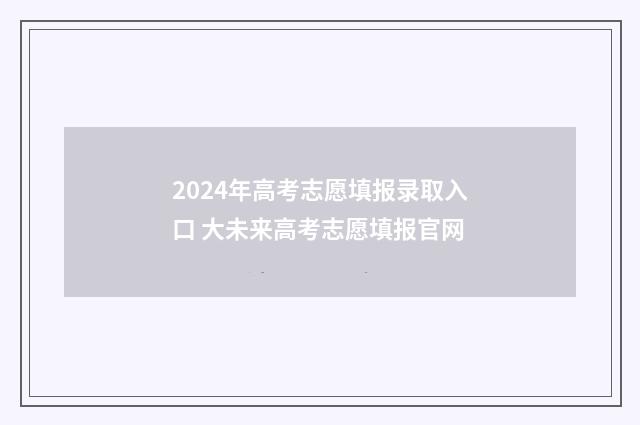 2024年高考志愿填报录取入口 大未来高考志愿填报官网