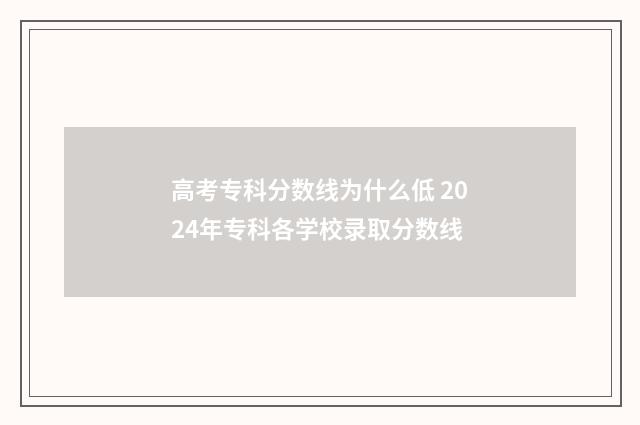 高考专科分数线为什么低 2024年专科各学校录取分数线