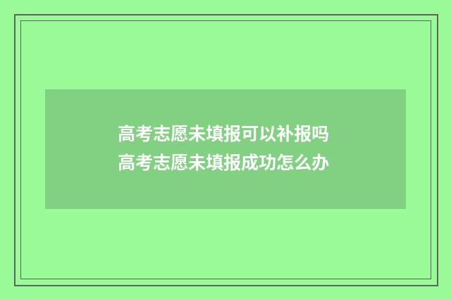 高考志愿未填报可以补报吗 高考志愿未填报成功怎么办