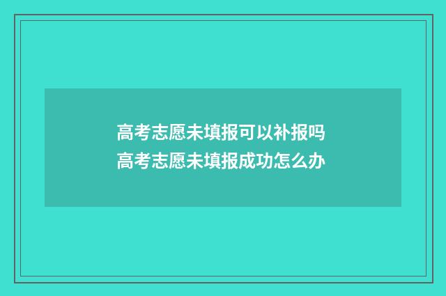 高考志愿未填报可以补报吗 高考志愿未填报成功怎么办